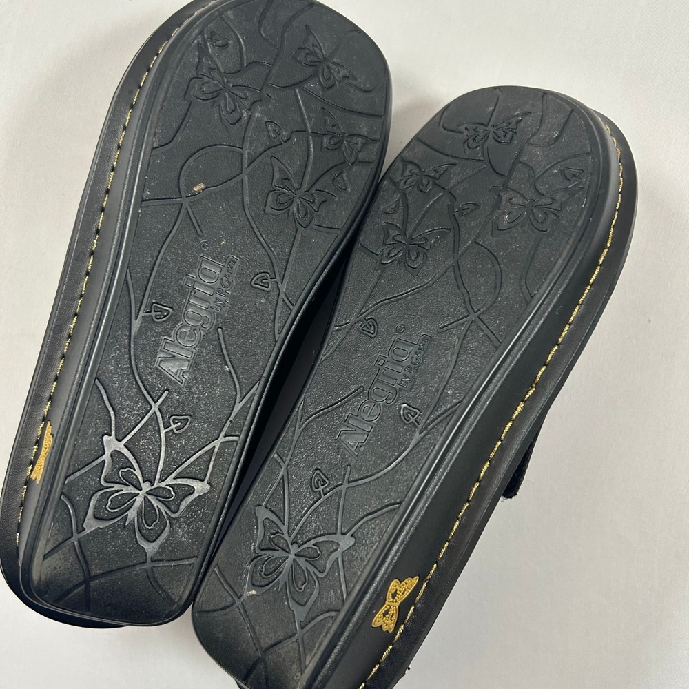 Alegria Loafers Womens 37 / 7 Black Sarah Leopard Animal Print Leather Hook Loop - Picture 11 of 11